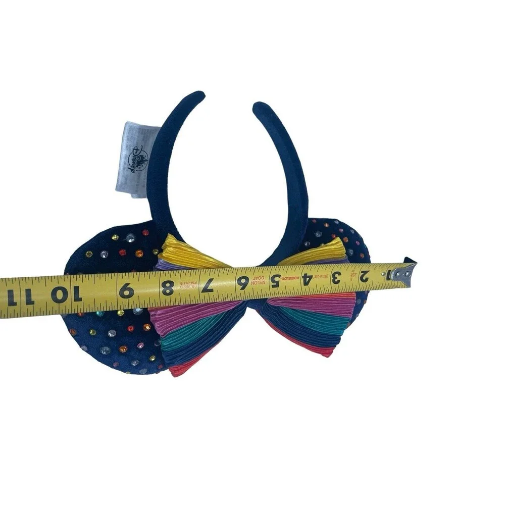 Disney Parks Minnie Mouse Rainbow Pride Jeweled Navy Ears Headband